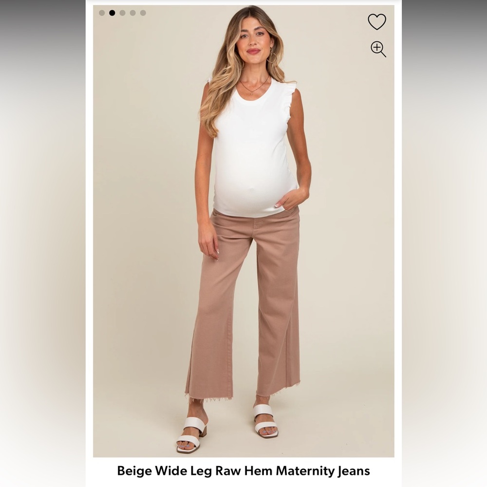 Pinkblush Cream Wide Leg Pants with Relaxed Fit